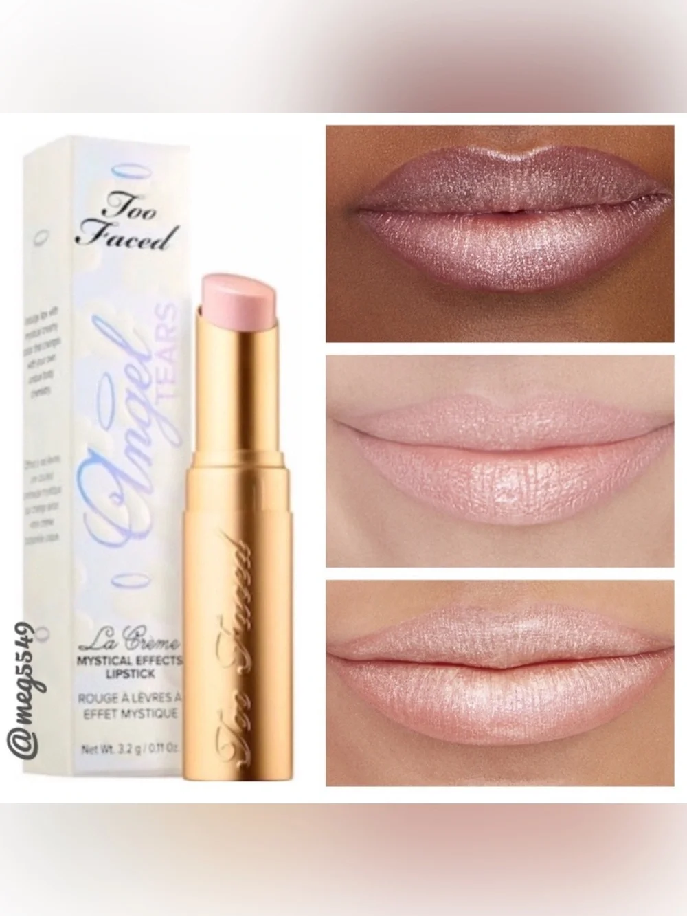 NIB Too Faced Angel Tears La Crème Mystical Effects Lipstick
